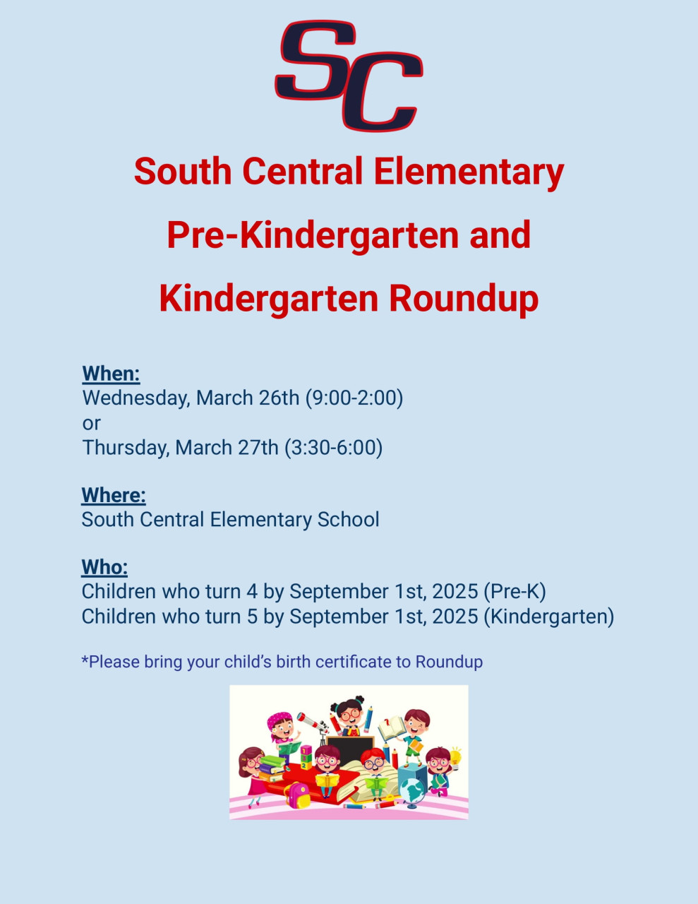 2025-2026 Pre-K & Kindergarten Roundup